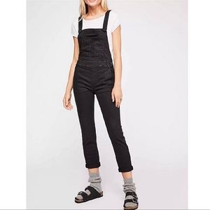 Free People Black Washed Denim Overall